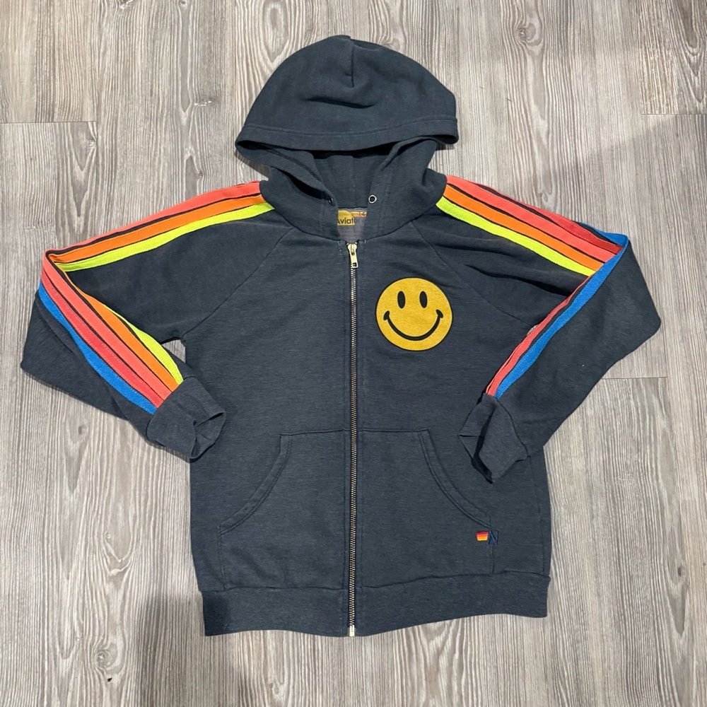 Aviator Nation Unisex Smiley Zip Hoodie -
Size 14 (Big Kid) EUC